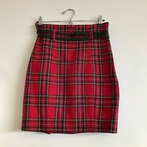 Betsey Johnson Red Plaid Pencil Skirt, Size 4